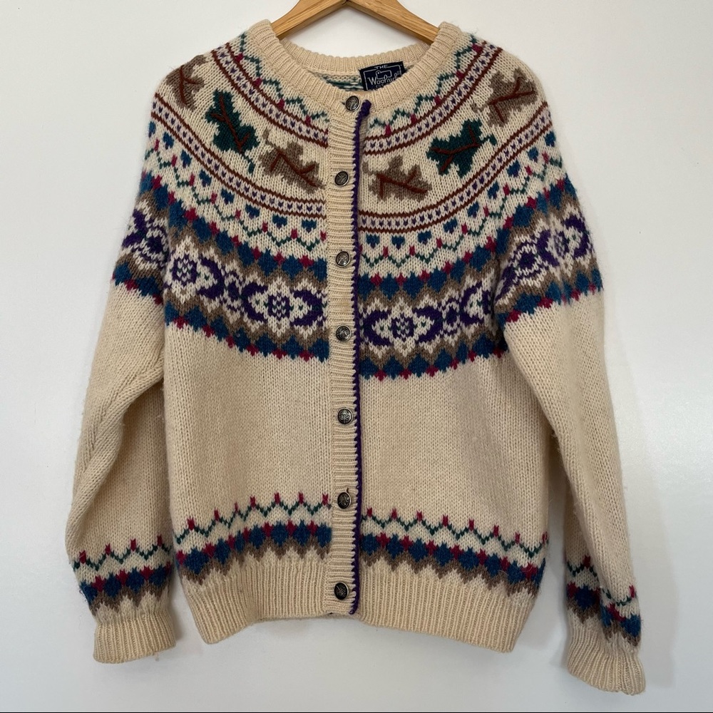 Woolrich Cream and Blue Patterned Sweater
